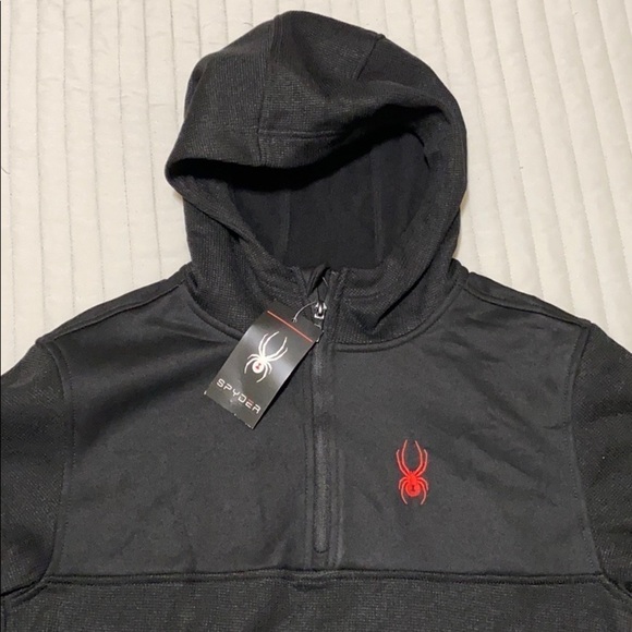 SPYDER black quarter zip hoodie size small - Picture 6 of 12